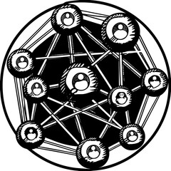  Colorful figures connected by lines illustrating social media networks and interactions