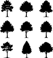 tree silhouettes, black tree vector