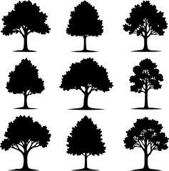 tree silhouettes, black tree vector