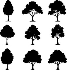 tree silhouettes, black tree vector