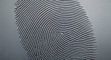 A close up of a fingerprint showing the unique pattern of ridges and valleys detail