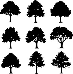 tree silhouettes, black tree vector