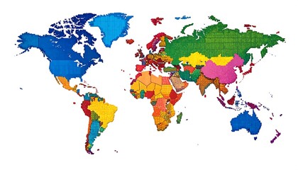 Colorful world map with textured appearance