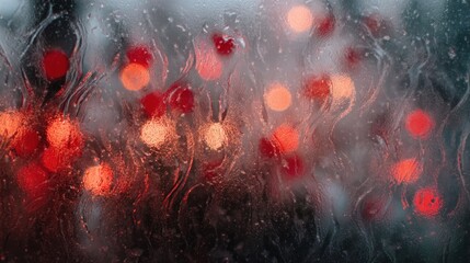 Rainy night city lights through a window (1)