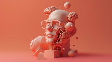 3D render icon  8K Thoughtcontrolled devices 3D render clay style isolated on pure solid background of minddriven technology 3D Model