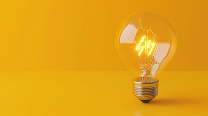 3D render icon  8K 3D Model illustrator  3D render clay style of a glowing lightbulb representing innovation, isolated on pure white background 8K