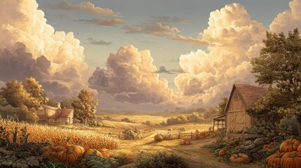 Autumnal farm landscape