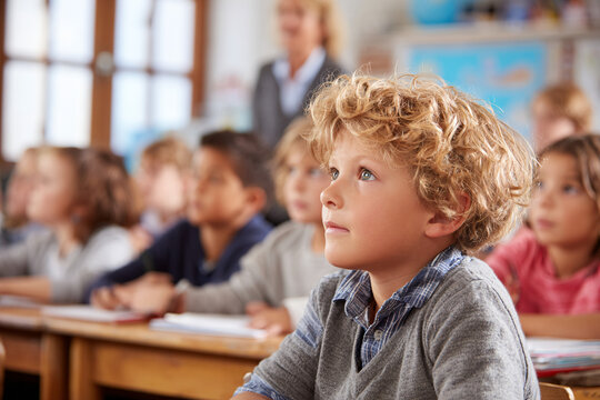 Attentive School Children in Classroom