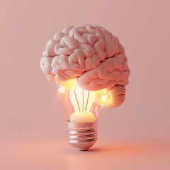 3D render icon  8K 3D Model illustrator  3D render clay style of a glowing lightbulb representing innovation, isolated on pure white background 8K
