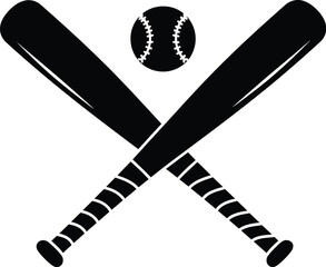 Crossed Baseball Bats Ball Sport Game Silhouette