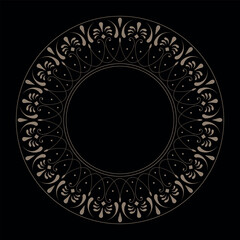Oriental vector gold round pattern with arabesques and floral elements. Traditional classic ornament. Vintage gold pattern with arabesques