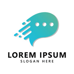 Chat icon logo with quick effect in simple design
