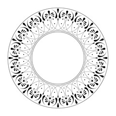 Oriental vector round pattern with arabesques and floral elements. Traditional classic ornament. Vintage pattern with arabesques