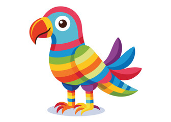 Whimsical Parrot in Colorful Striped Socks Playful Vector Bird with Tropical Charm and Fun Personality 