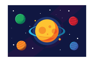 Sun Surrounded By Detailed Planets Earth Mars Jupiter