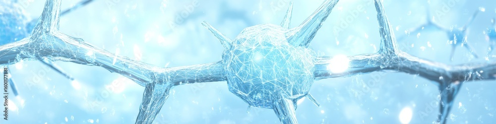 Poster abstract light blue mesh network of connected lines creating polygonal patterns and waves design