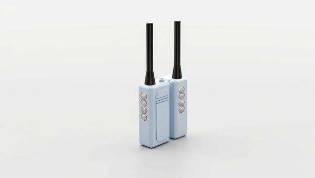A Pair of Light Blue Walkie-Talkies with Black Antennas, Illustrating Communication Technology and Portable Devices on a Clean White Background