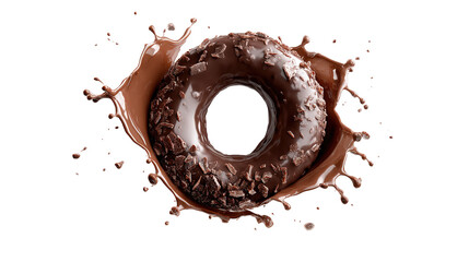 Fototapeta premium Chocolate milk pour and splash