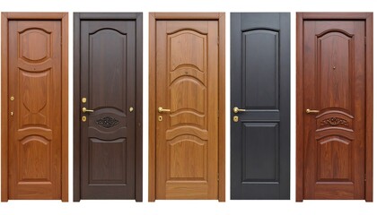 Fototapeta premium Collection of various wooden entry doors