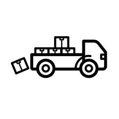 Lost cargo delivery truck - missing package  - vector icon