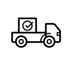 Fototapeta premium Verified delivery truck - checked shipping - vector icon
