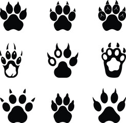 Feline Family Paw Set, Predator and Companion Pack - 9 Clawed Paw Profiles, EPS JPEG PNG