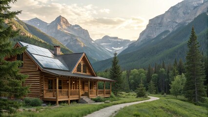 Photorealistic Cabin with Log Beams and Metal Roof in Lush Mountain Valley
Rustic Log Cabin in a Green Forested Valley with Majestic Mountains
Secluded Woodland Retreat: Traditional Log House