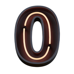 Bright Neon Font with fluorescent tubes.Metallic futuristic  cyberpunk Alphabet. 3d Rendering Isolated on black Background.