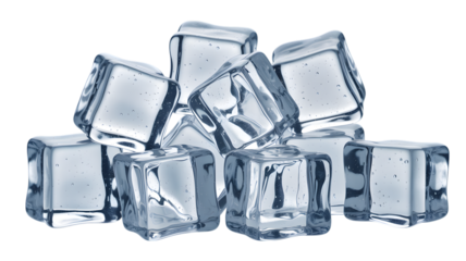 Ice Cubes Crystal Clear Ice Texture Background for Cool Designs isolated on transparent background