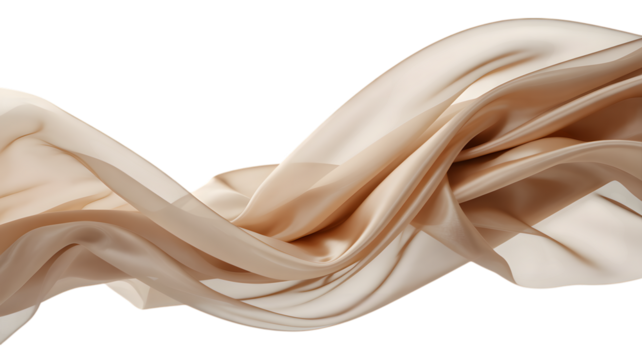 Elegant Draped Fabric Luxury Texture and Flowing Silk isolated on transparent background