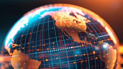 Digital globe with supply chain routes, global logistics system - Powered by Adobe