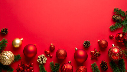 Red Christmas Ornament Border.