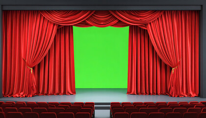 Red Curtains with Green Stage, and Theater.