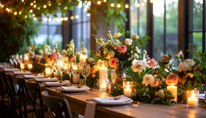 Romantic Dinner with Floral Centerpiece.