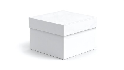 Blank white square gift box on white background