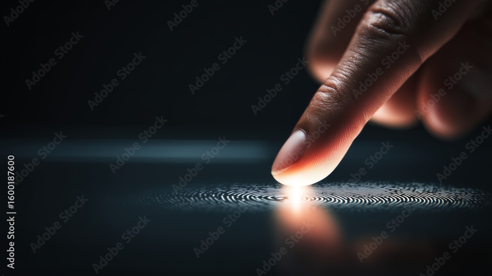 Poster advanced biometric technology utilizes fingerprint scanning for secure identification in various app