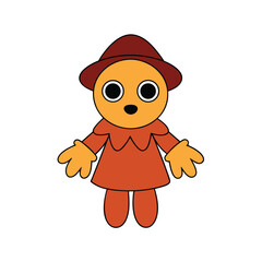 Childlike Scarecrow With Oversized Gloves And Straw Hat