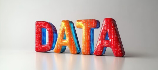 Vibrant Digital Data Visualization Featuring Binary Code Forming the Word DATA in a Modern Design