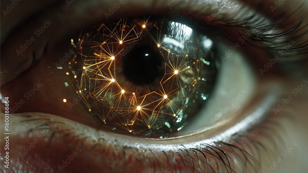 Poster biometric technology and artificial intelligence enhance eye recognition and fingerprint scanning