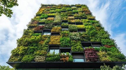 Keuken achterwand Tuin Vertical gardens on buildings providing natural insulation, air-purifying greenery, living facades, biodiversity enhancement, sustainable urban greening, and eco-friendly architectural integration.  © Marjan