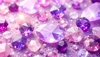 Sparkling Purple Gemstones Closeup.