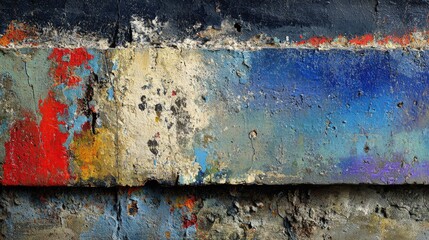 Multi-colored painted concrete section.