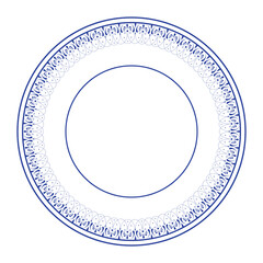 Oriental round pattern with arabesques on a white background. Vintage round frame. Traditional ornament. Decorative round frame for laser cutting or engraving. 