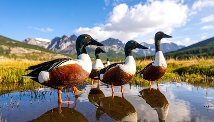 Ducks in a mountain valley