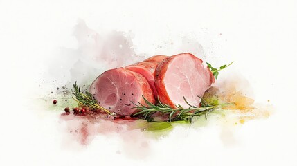 Savory, succulent roast meat garnished with fresh herbs, perfect for culinary delights and gourmet presentations.