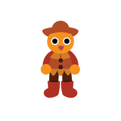 Cartoon Scarecrow With Large Boots And Patchwork Clothes