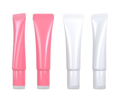 set of cosmetic lip balm tubes, bottle isolated on transparent background