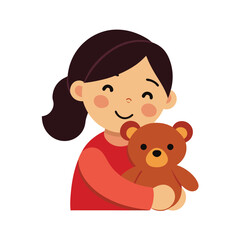 Cartoon Of A Girl Hugging A Teddy Bear Tightly