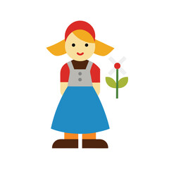 Cartoon Of A Dutch Girl In Traditional Dress