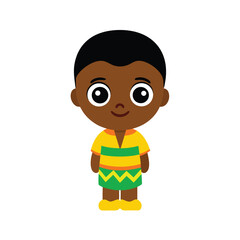 Cartoon Of A Cheerful African Boy Wearing Traditional Attire